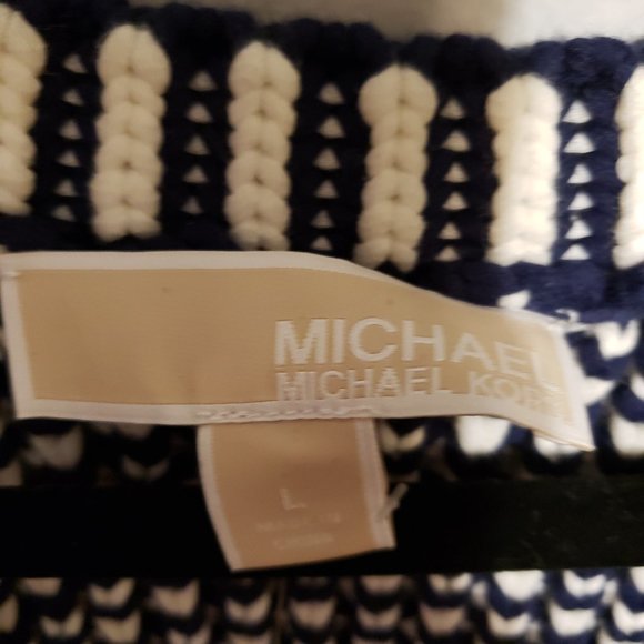 New Michael Kors Navy Blue Sweater Dress with fringe bottom - Picture 5 of 13